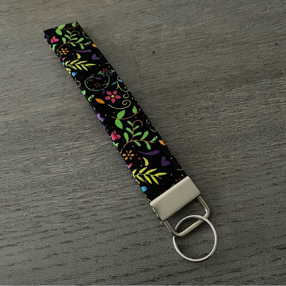 Neon Floral Wristlet Keychain